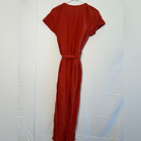 Madewell Rust Button-Front Cotton/Linen Jumpsuit - Size 4 - Picture 5 of 5